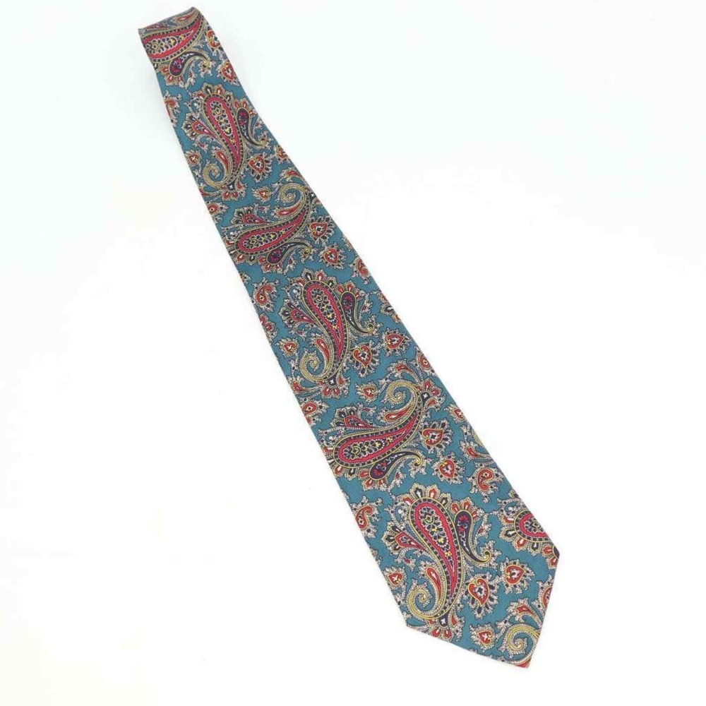 Vincent Pileggi Ty Button Mens Tie Necktie Blue Red Paisley 100% Silk Classic
